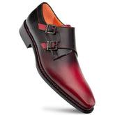 Pintor Burgundy Bi-Tone Double Monk Strap Shoes By Mezlan Made In Spain Brand